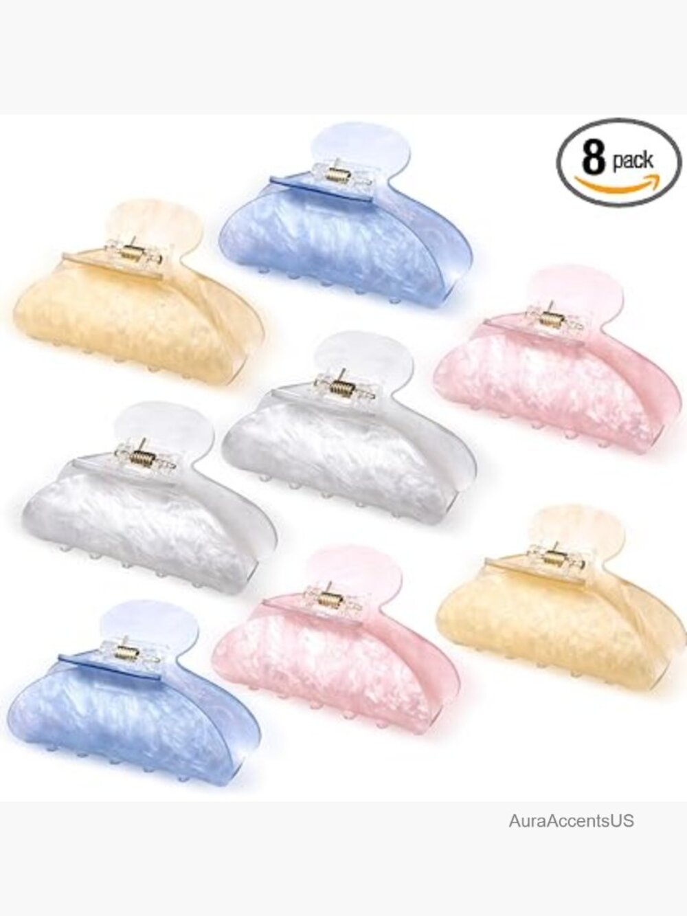 8 Pcs Large Acrylic Hair Claw Clips Strong Hold for Thick Thin Hair